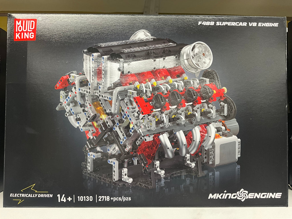 Mould King 10130 F488 Twin-Turbo V8 Engine Model – 2,718 Pieces
