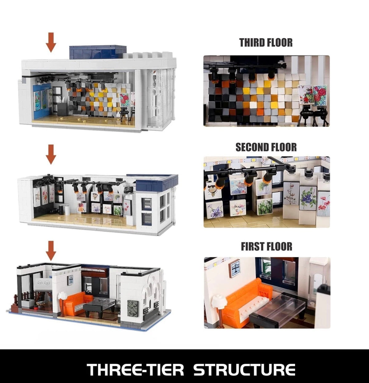 Mould King 16043 Novatown Art Gallery Modular Building – 3,536 Pieces