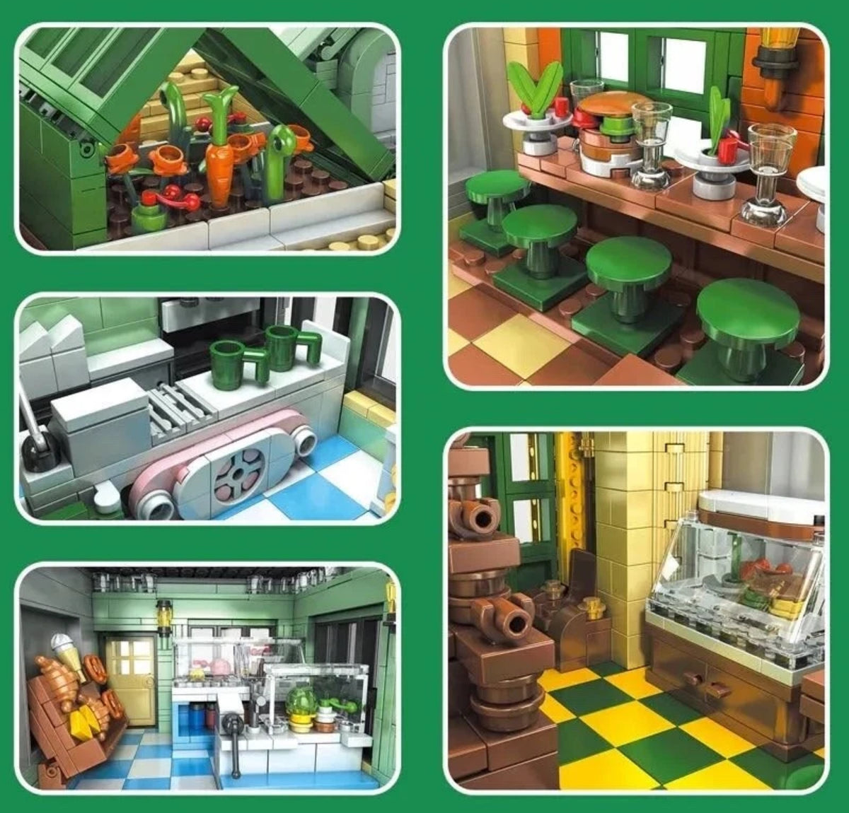 Mould King 16023 Novatown French Restaurant – 3,096 Pieces Modular Building Set with LED Lights