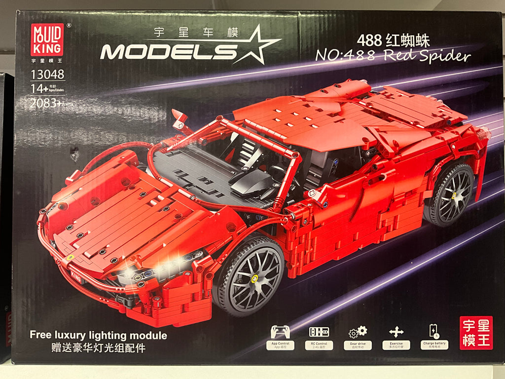 Mould King 13048 RC 488 Red Spider Supercar – 2,083 Pieces