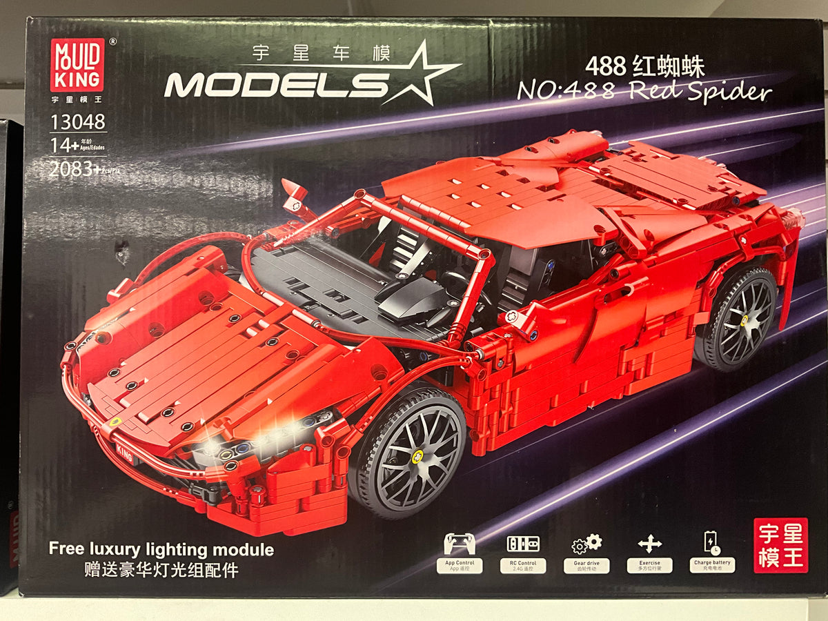 Mould King 13048 RC 488 Red Spider Supercar – 2,083 Pieces