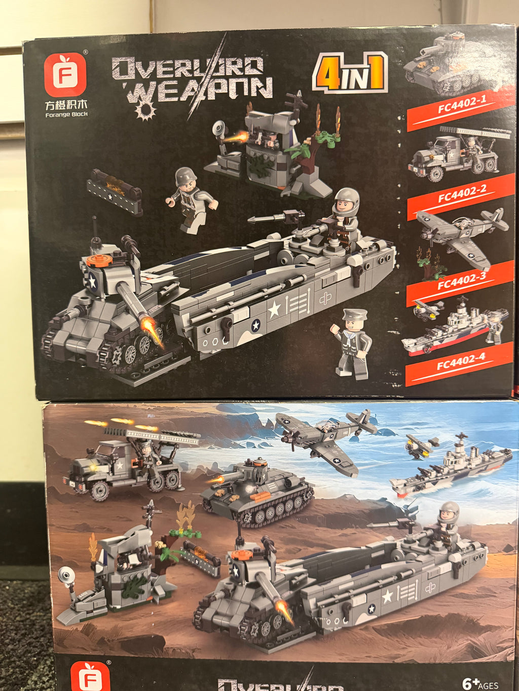 WWII Landing Battle 4-Set Bundle – T-34 Tank, BM-13 Katyusha, Spitfire Fighter & Iowa-Class Battleship – 1,144 Pieces
