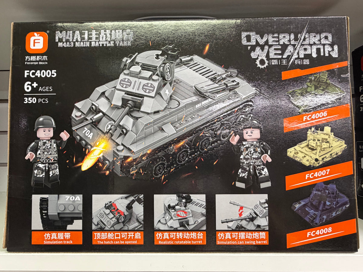 WWII U.S. M4A3 Sherman Tank Building Set – 350 Pieces