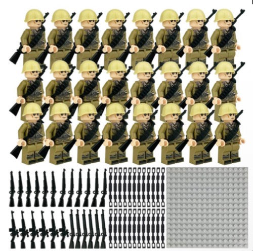 Italian Army Soldier Minifigure Bundle – 24 Figures with Weapons