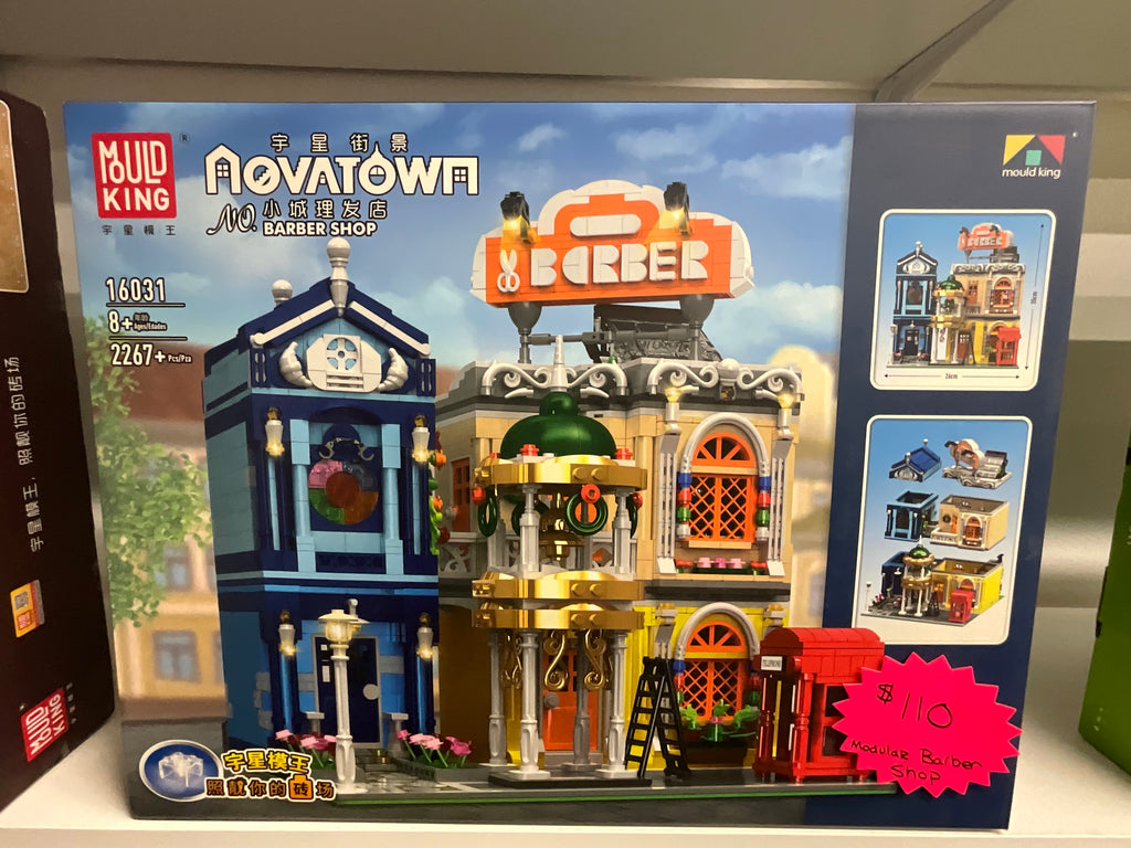 MOULD KING 16031 Novatown Barber Shop – 2,267 Pieces Modular Building Set with LED Lights