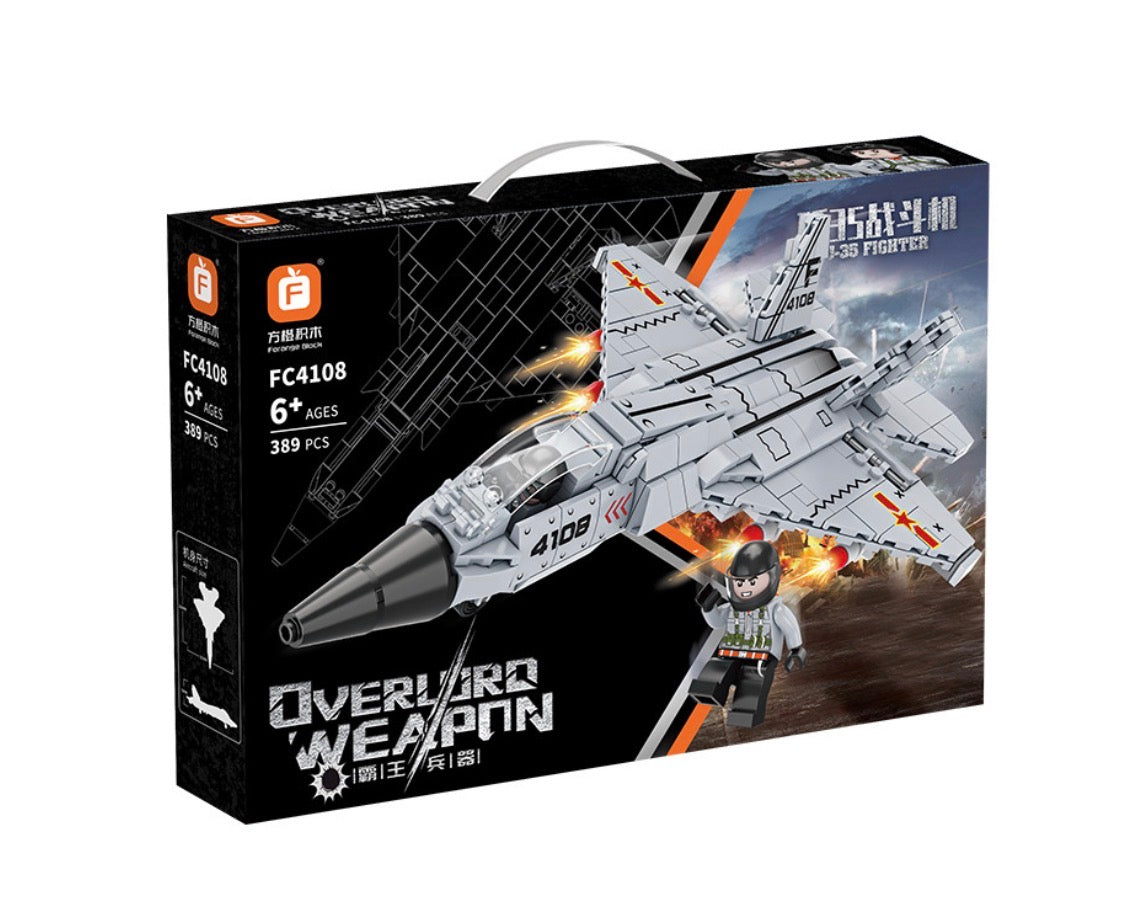 Chinese J-35 Stealth Fighter Jet Building Set – 389 Pieces