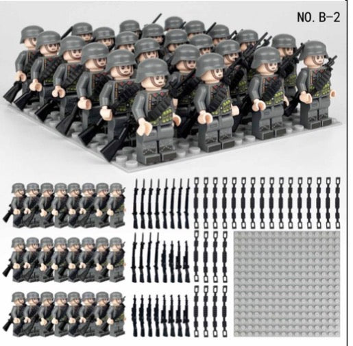 WWII German Army Soldier Minifigure Bundle – 24 Figures with Weapons