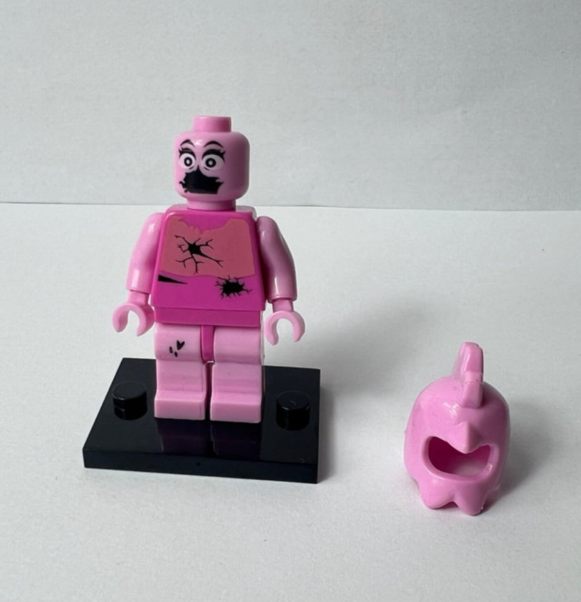 FNAF Shattered Glamrock Chica Inspired Pink Animatronic Minifigure with Mask & Display Base