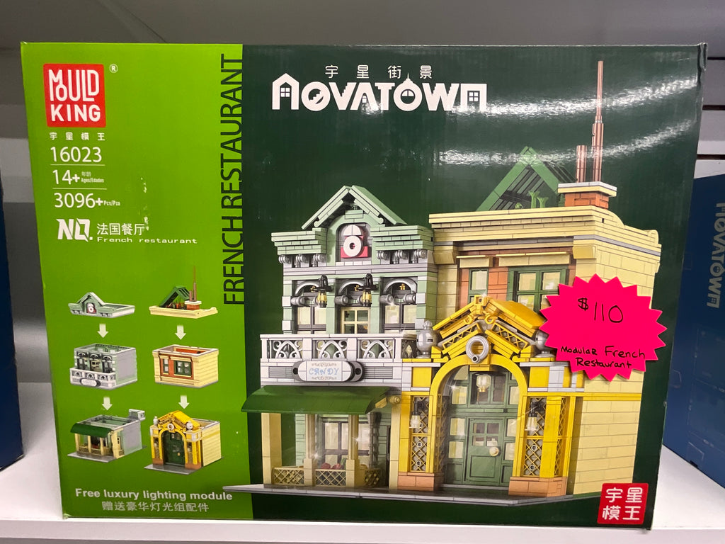 Mould King 16023 Novatown French Restaurant – 3,096 Pieces Modular Building Set with LED Lights