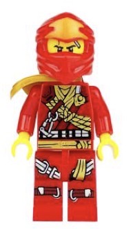 Kai NRG Inspired Red Fire Ninja Minifigure - Gold armor