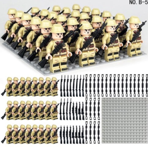 Japanese Army Soldier Minifigure Bundle – 24 Figures with Weapons