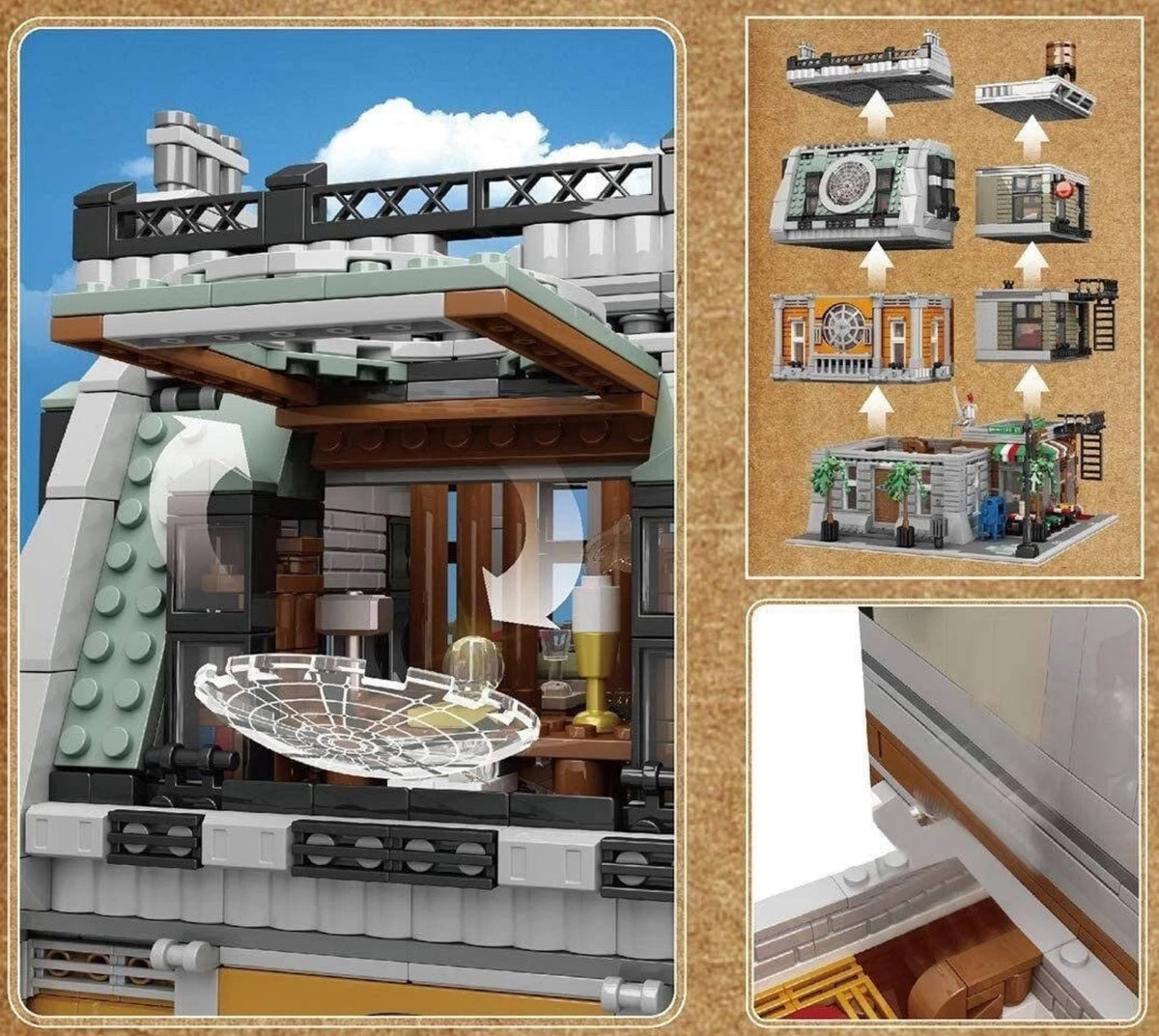 MOULD KING 16037 Novatown Sanctorum – 3,588 Pieces Modular Building Set with LED Lights