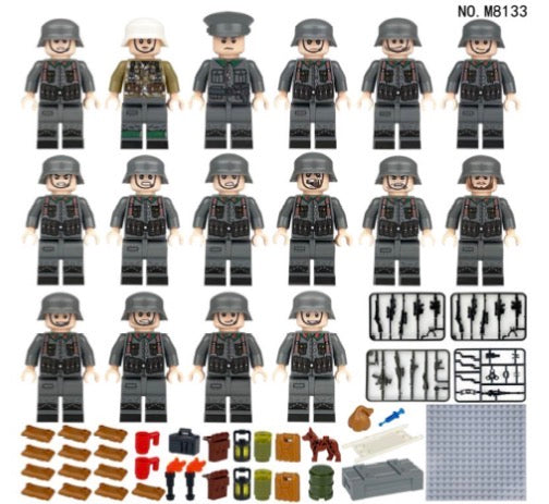 WWII German Defensive Line Infantry Set – 16 Army Builder Minifigures