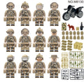 Desert Wolf Commando Unit – 12 Tactical Minifigures with Motorcycle & K-9