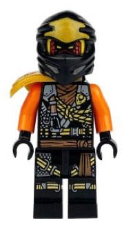 Cole Inspired Black Earth Ninja Minifigure – Gold Dragon Armor & Mask