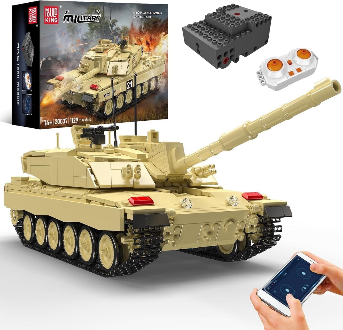 Mould King 20037 RC Challenger 2 Main Battle Tank – 1,129 Pieces