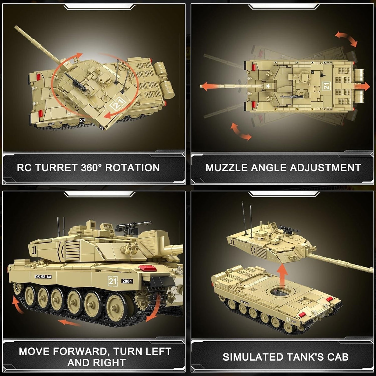 Mould King 20037 RC Challenger 2 Main Battle Tank – 1,129 Pieces