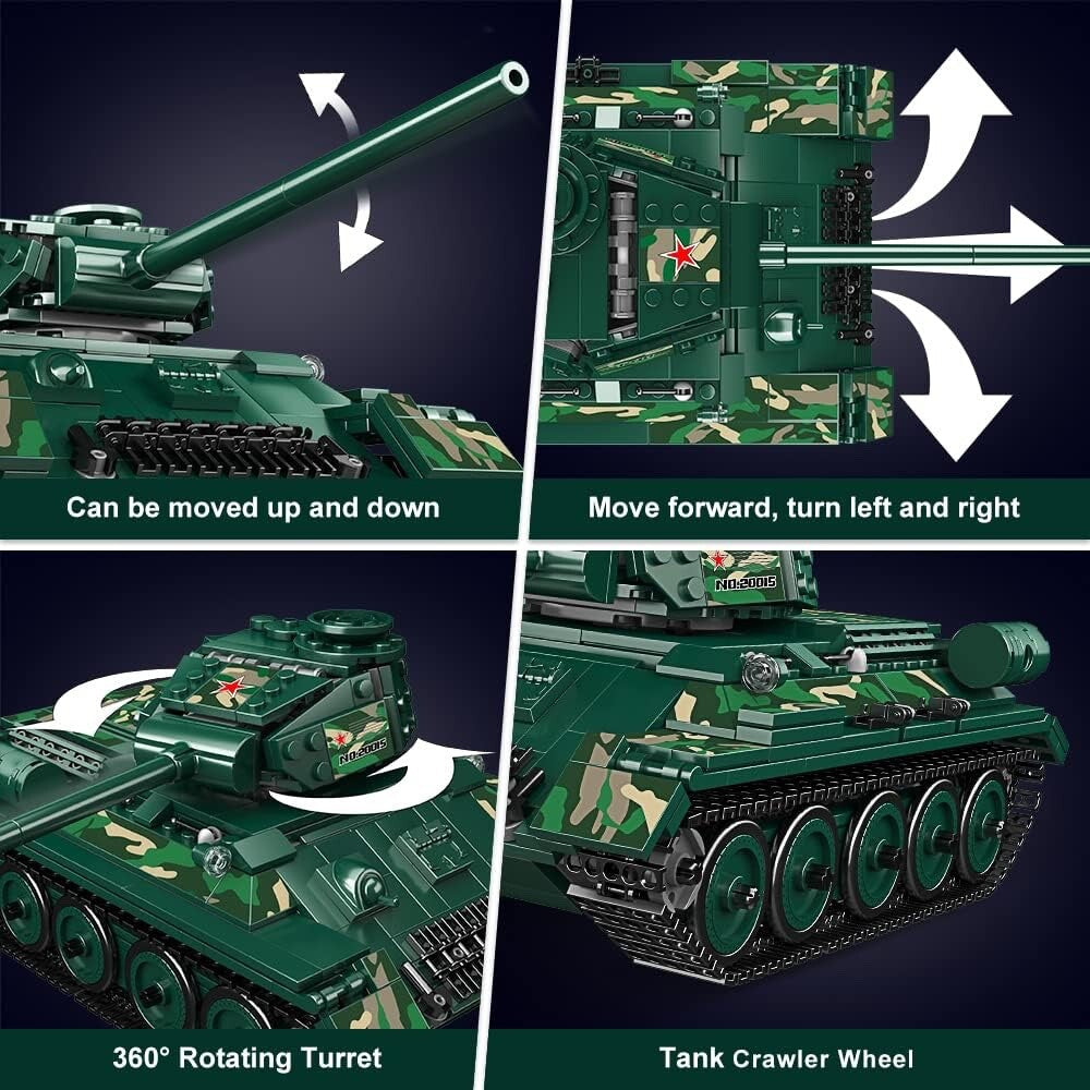 Mould King 20015 RC T-34 Tank Building Set – 800 Pieces