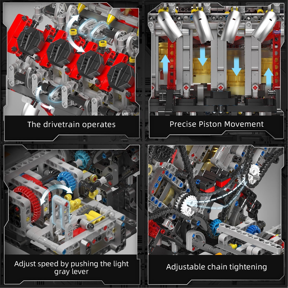 Mould King 10130 F488 Twin-Turbo V8 Engine Model – 2,718 Pieces