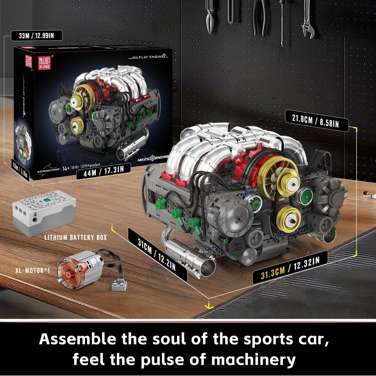 Mould King 10181 Motorized Flat-Six Boxer Engine Model – 2,375 Pieces