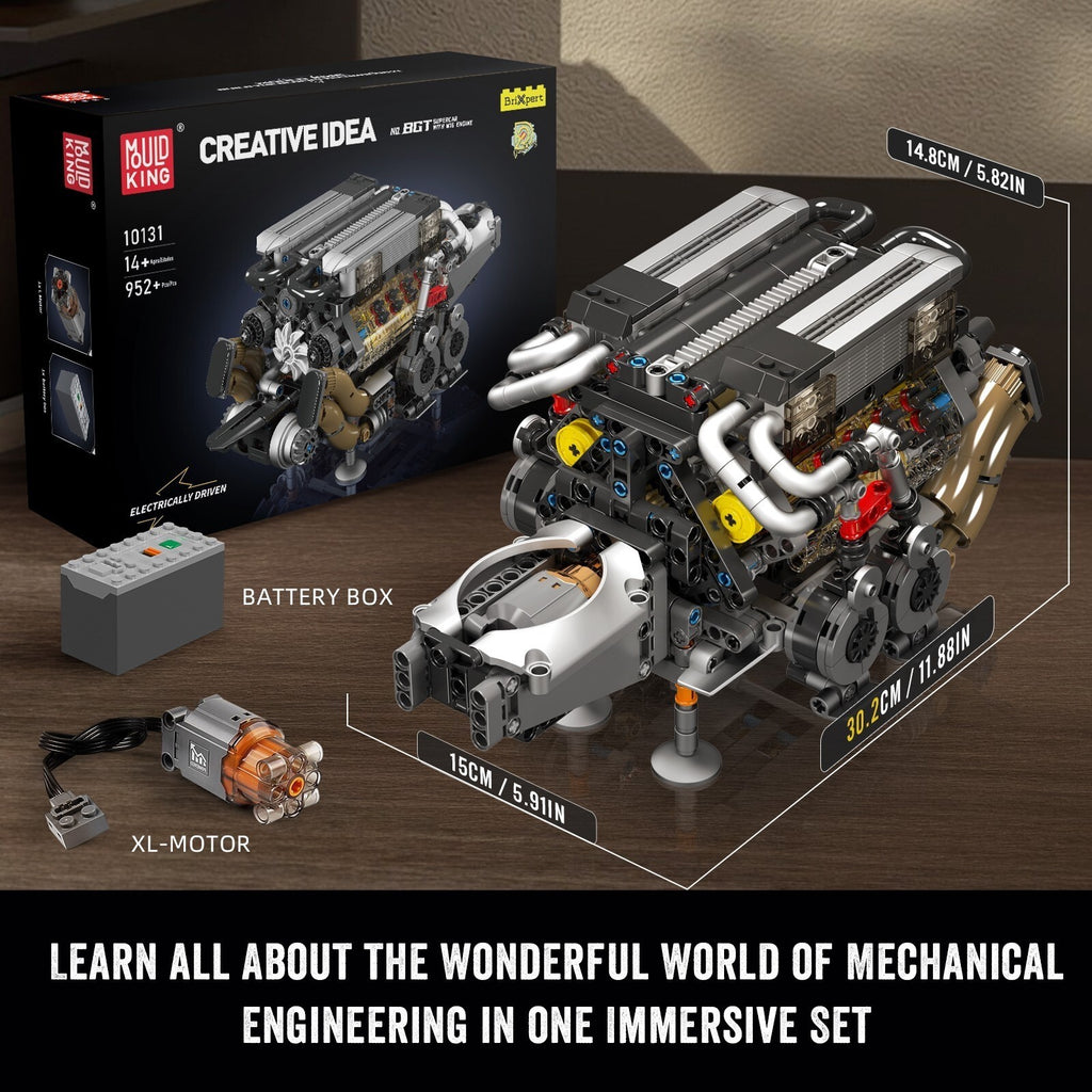 Mould King 10131 Motorized W16 Supercar Engine Model – 952 Pieces