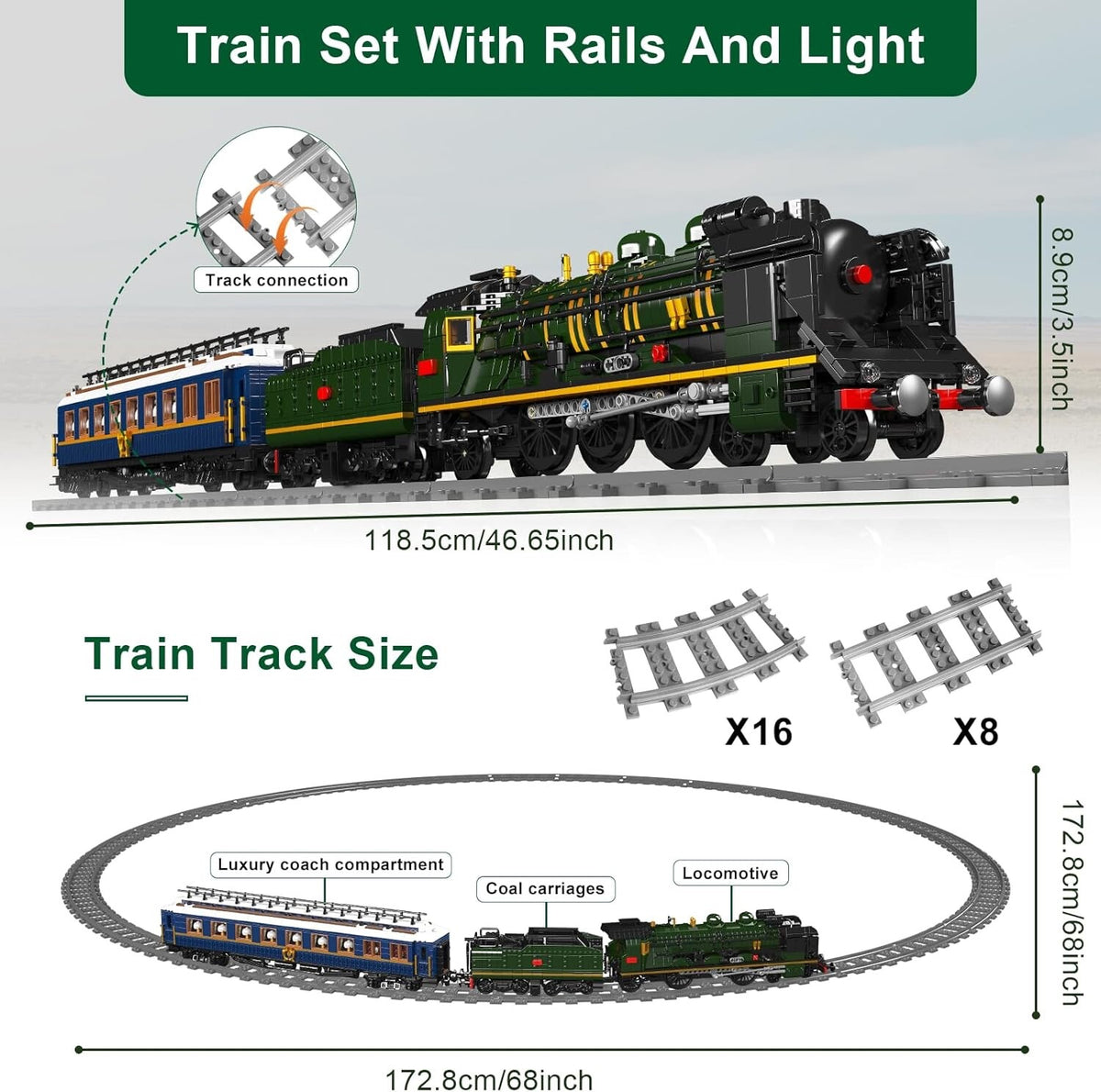 Mould King 12025 SNCF 231 Orient Express RC Steam Train – 4,261 Pieces