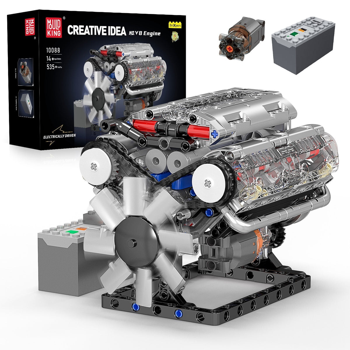 Mould King 10088 Motorized V8 Engine Model – 552 Pieces