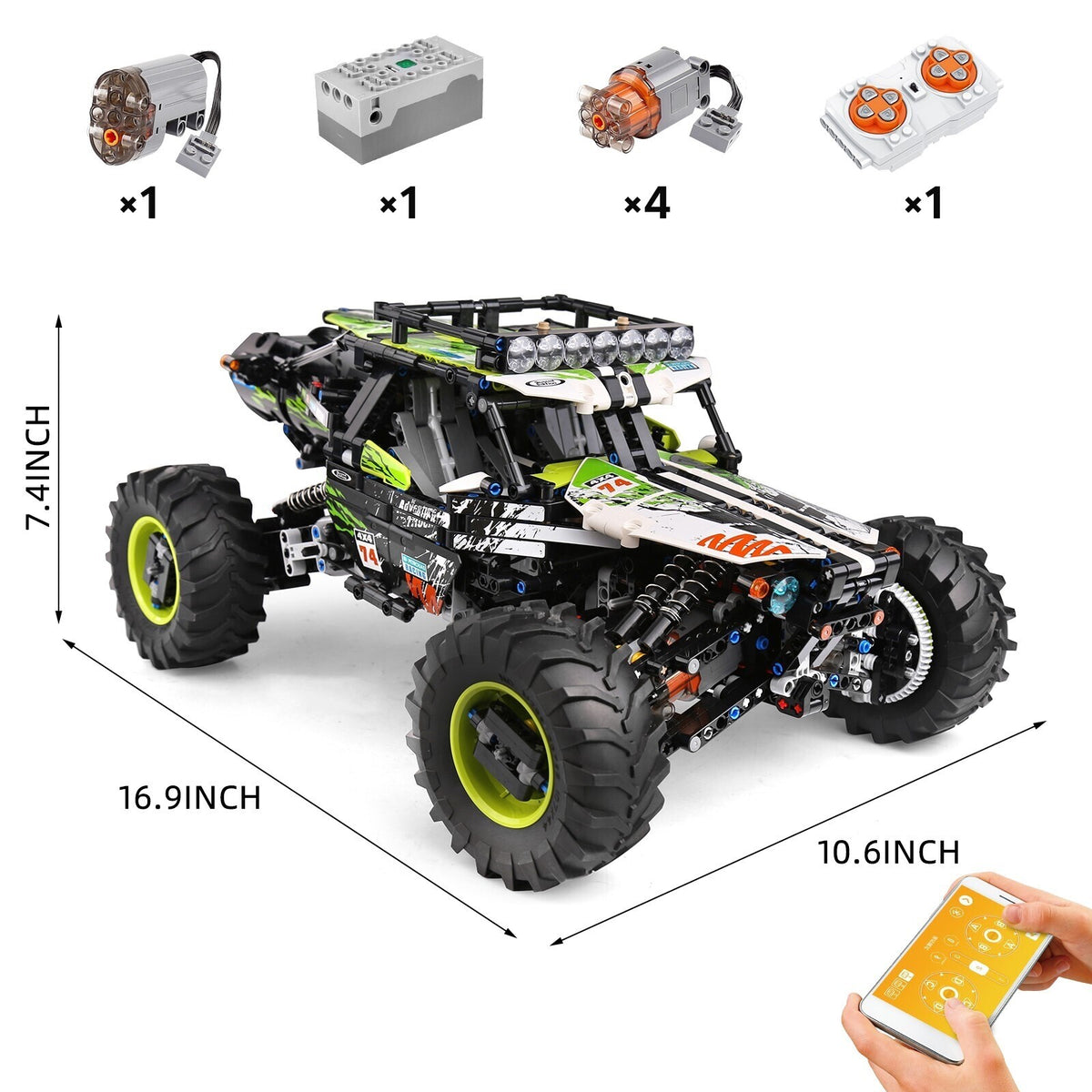 Mould King 18002 Green Hound 4x4 RC Off-Road Buggy – 2,016 Pieces