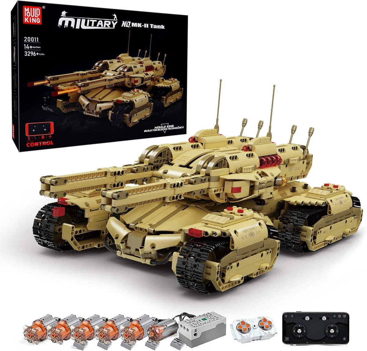 Mould King 20011 RC Mammoth MK-II Tank Building Set – 3,445 Pieces